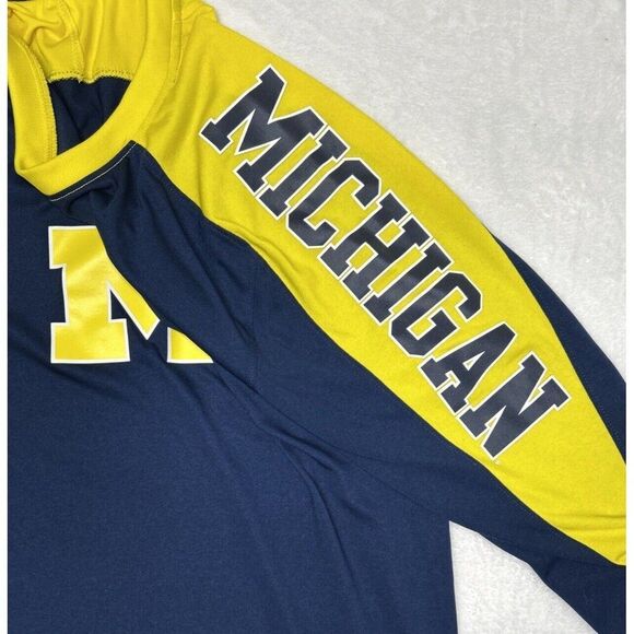 Adidas Michigan Wolverines Shirt Men’s Small Blue Yellow Pullover - Picture 4 of 9